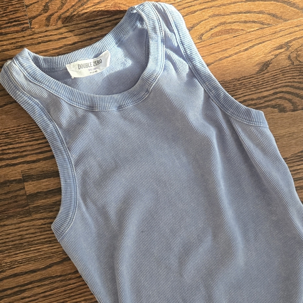 Double Zero Ribbed Midi Dress | Size S | Blue Bodycon Tank Dress - Picture 4 of 8